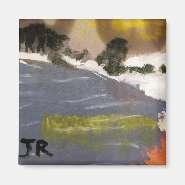 Imã Imagem de pintura de paisagem do lago de neve (Frente)