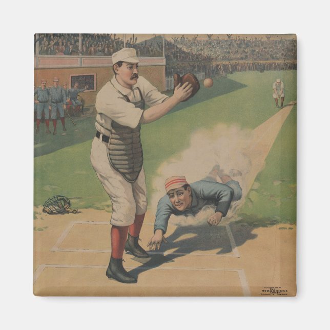 Imã Imagem de Poster de Baseball Vintage (Frente)