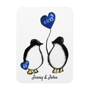 Ímã Imagem de presente de pinguins no aniversário de 
