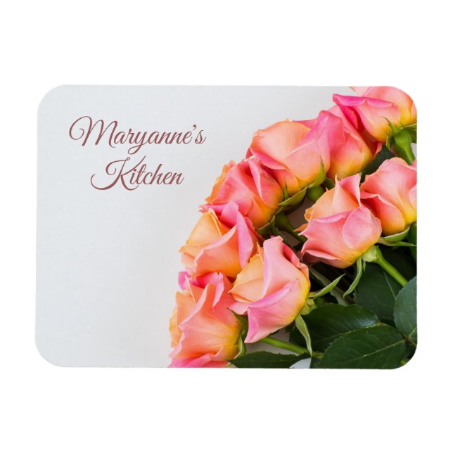 Ímã Imagem de Rosas de texto personalizado (Horizontal)