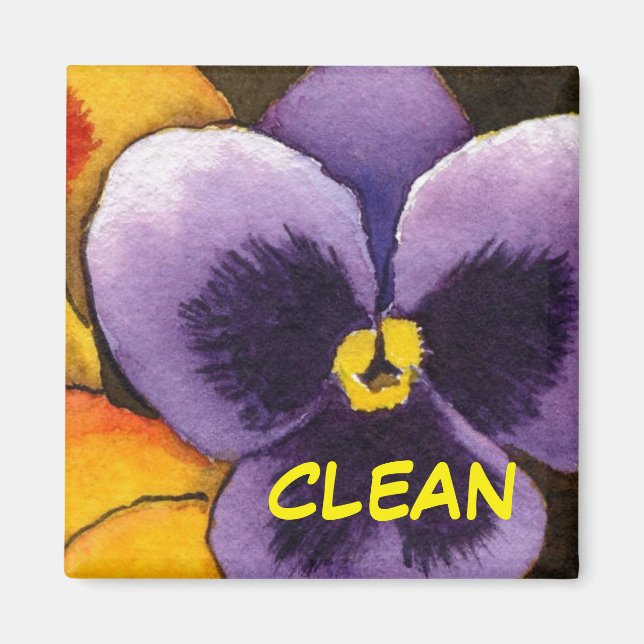 Imã Imagem de status da lavadora de louça limpa "Pansy (Frente)