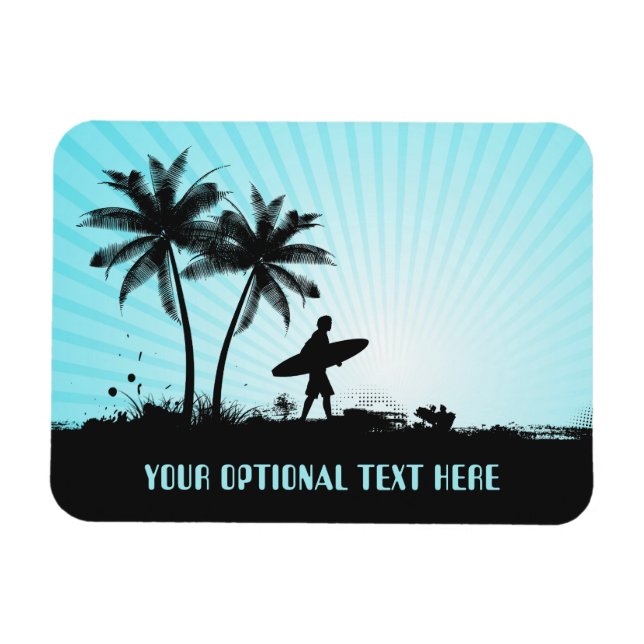 Ímã Imagem de texto personalizado do Beach Surfer (Horizontal)