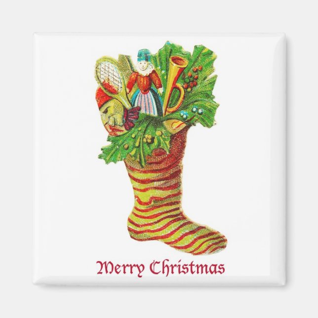 Imã Imagem de Vintage de Natal empilhado (Frente)