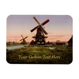 Ímã Imagem de Vintage Dutch Windmills