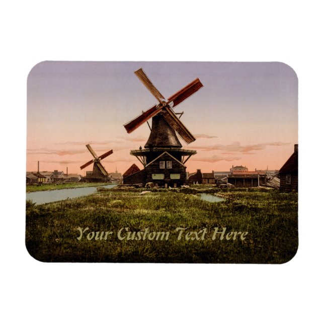 Ímã Imagem de Vintage Dutch Windmills (Horizontal)
