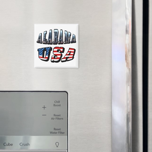 Imã Imagem do Alabama e bandeira dos EUA Font (In Situ (Fridge))