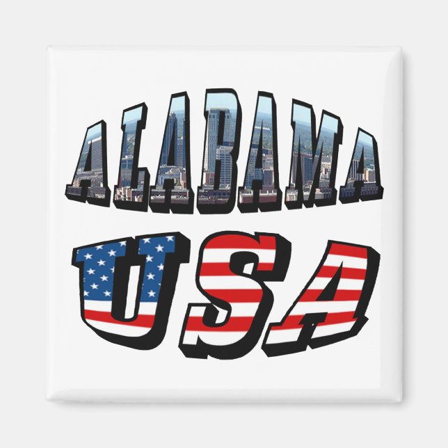 Imã Imagem do Alabama e bandeira dos EUA Font (Frente)