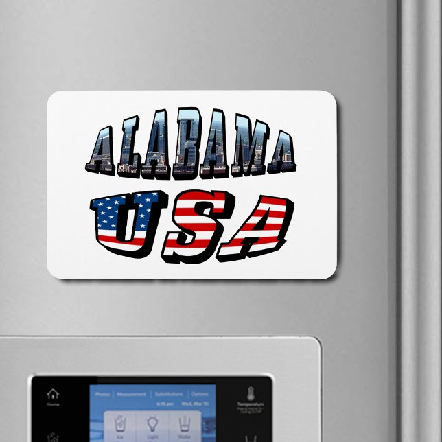 Ímã Imagem do Alabama e bandeira dos EUA Font (Alabama Picture and USA Flag Font Flexible Magnet)