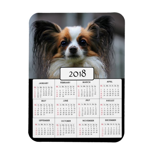 Ímã Imagem do Calendário 2018 Personalizada do Cachorr (Vertical)