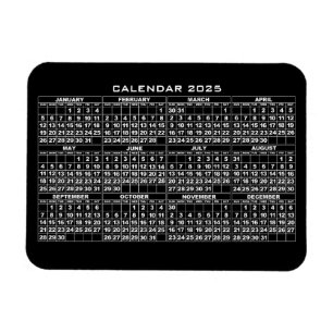 Ímã Imagem do Calendário 2025 Preto