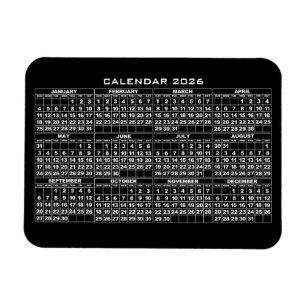 Ímã Imagem do Calendário 2026 Preto