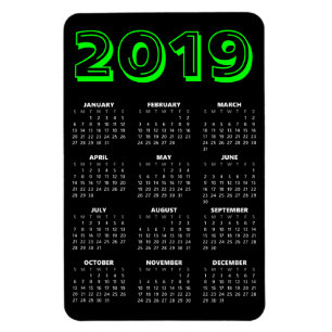 Ímã Imagem do Calendário de 2019 - Preto e Verde
