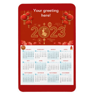 Ímã Imagem do Cartão do Calendário do Coelho 2023 Chin