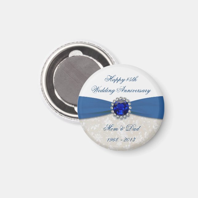 Imã Imagem do Damask 45th Wedding Anniversário (Front/Back)