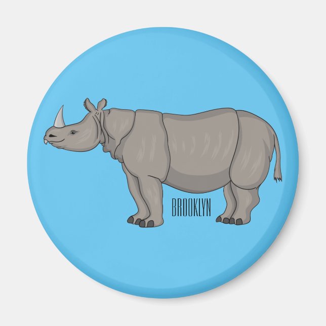 Imã Imagem do desenho animado de Javan rhinoceros (Frente)