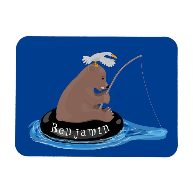 Ímã Imagem do desenho animado de pesca de filhotes de  (Horizontal)