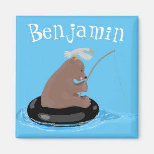 Imã Imagem do desenho animado de pesca de filhotes de 