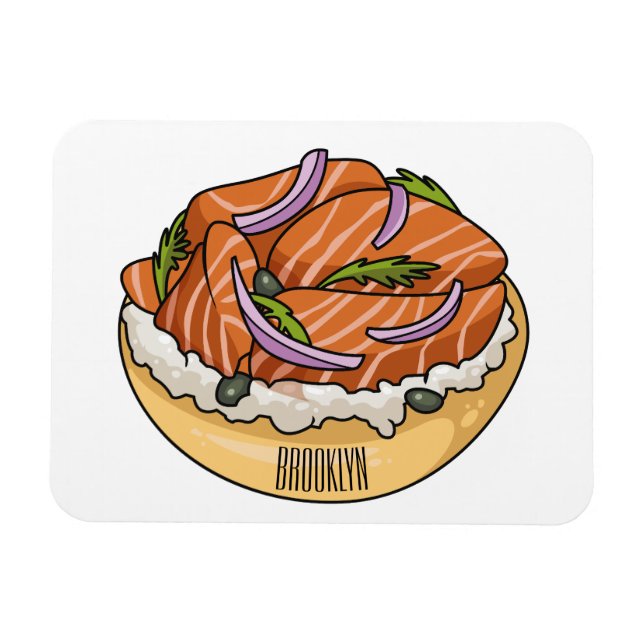 Ímã Imagem do desenho animado do bagel de salmão (Horizontal)