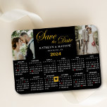 Ímã Imagem do Elegante Dourado Glitter Script 2 para S<br><div class="desc">Imagem Dourada elegante de Leitura com Imagem "Salvar a Data" com Calendário Anual de 2024 com 2 Fotos bonitas. Para mover o marcador Dourado em forma de coração > clique em azul ‘Personalizar’ > role para baixo > clique em azul ‘Editar Usando a Ferramenta Design’ abaixo, você encontrará o marcador...</div>