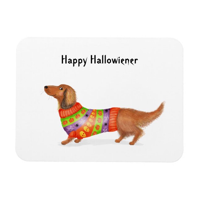 Ímã Imagem do Feliz Hallowiener Dachshund Halloween (Horizontal)