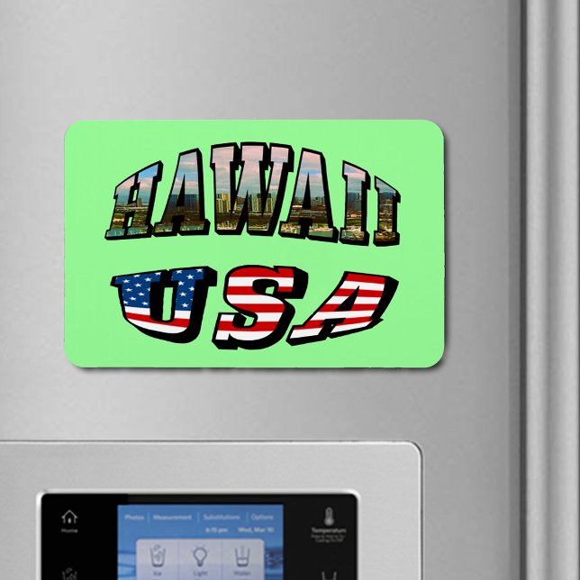 Ímã Imagem do Havaí e Texto de Sinalizador dos EUA (Hawaii Picture and USA Flag Text Flexible Magnet)