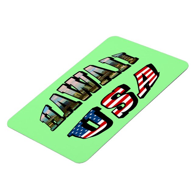 Ímã Imagem do Havaí e Texto de Sinalizador dos EUA (Left Side)