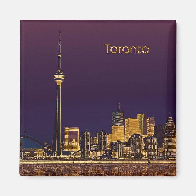 Imã Imagem do horizonte noturno de Toronto (Frente)