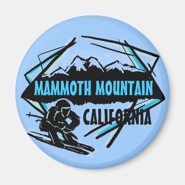 Imã Imagem do logotipo azul do Mammoth Mountain Califo (Frente)