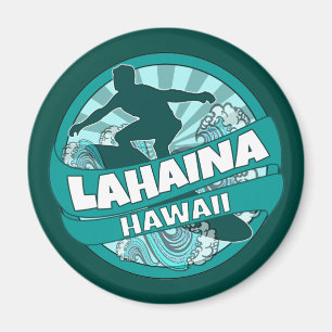 Imã Imagem do logotipo do Surfista Teal Lahaina Hawaii