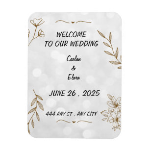 Ímã Imagem do magneta de casamento Floral Elegante