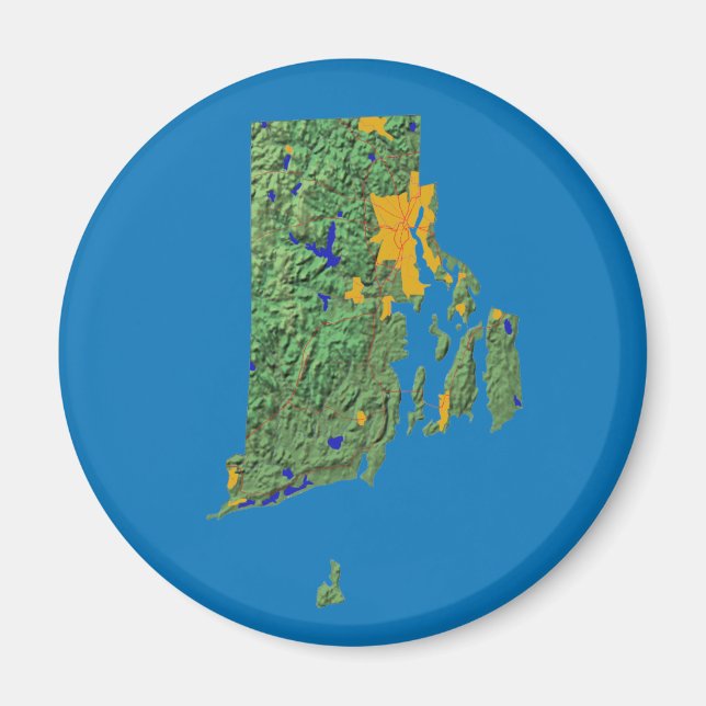 Imã Imagem do Mapa da Ilha Rhode (Frente)