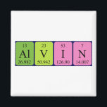 Imã Imagem do nome da mesa periódica Alvin<br><div class="desc">Alvin escreveu como Al V I N (Aluminium Vanadium Iodine Nitrogen) em um imã para o cientista em você.</div>