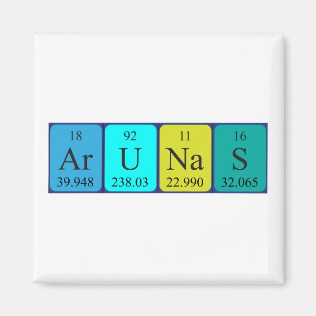 Imã Imagem do nome da mesa periódica Arunas (Frente)