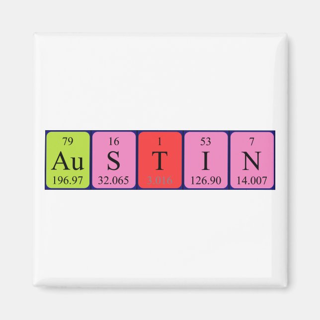 Imã Imagem do nome da mesa periódica Austin (Frente)