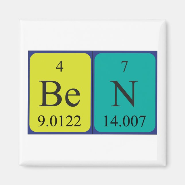 Imã Imagem do nome da mesa periódica Ben (Frente)