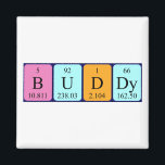 Imã Imagem do nome da mesa periódica Buddy<br><div class="desc">O Buddy soletrou como B U D Dy (Boron Uranium Deuterium Dysprosium) num ímã para o cientista em você.</div>