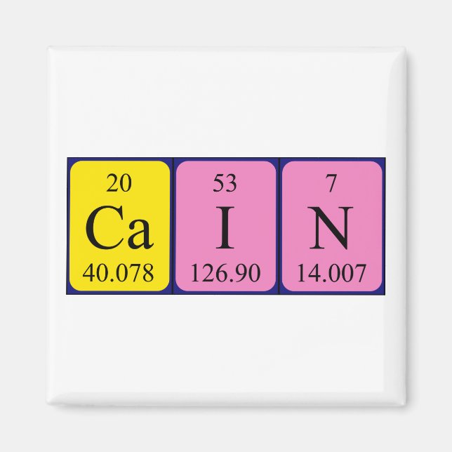 Imã Imagem do nome da mesa periódica Cain (Frente)