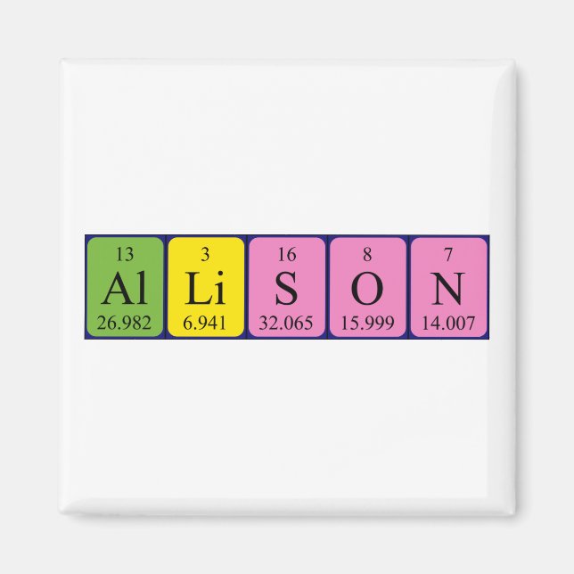 Imã Imagem do nome da mesa periódica da Allison (Frente)
