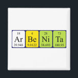 Imã Imagem do nome da mesa periódica da Arbenita<br><div class="desc">Arbenita escreveu como Ar Be Ni Ta (Argon Beryllium Nickel Tantalum) em um ímã para o cientista em você. Não consegues encontrar o que queres?</div>