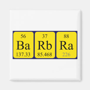 Imã Imagem do nome da mesa periódica da Barbra