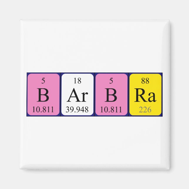 Imã Imagem do nome da mesa periódica da Barbra (Frente)