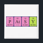 Imã Imagem do nome da mesa periódica da Patsy<br><div class="desc">Patsy soletrado como P At S Y (Phosphorus Astatine Sulfur Yttrium) em um ímã para o cientista em você.</div>