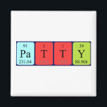 Imã Imagem do nome da mesa periódica da Patty<br><div class="desc">Patty soletrado como Pa T Y (Protactinium Tritium Yttrium) em um ímã para o cientista em você. Não consegues encontrar o que queres?</div>