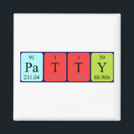 Imã Imagem do nome da mesa periódica da Patty<br><div class="desc">Patty soletrado como Pa T Y (Protactinium Tritium Yttrium) em um ímã para o cientista em você. Não consegues encontrar o que queres?</div>