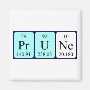 Imã Imagem do nome da mesa periódica da Prune