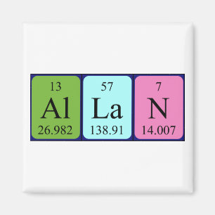 Imã Imagem do nome da mesa periódica de Allan