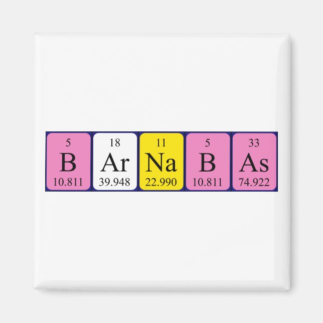 Imã Imagem do nome da mesa periódica de Barnabas (Frente)