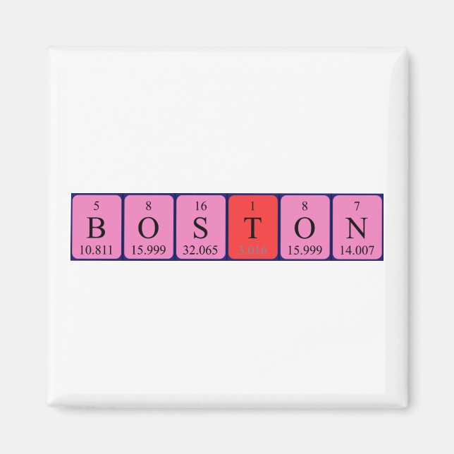 Imã Imagem do nome da mesa periódica de Boston (Frente)