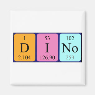 Imã Imagem do nome da mesa periódica Dino
