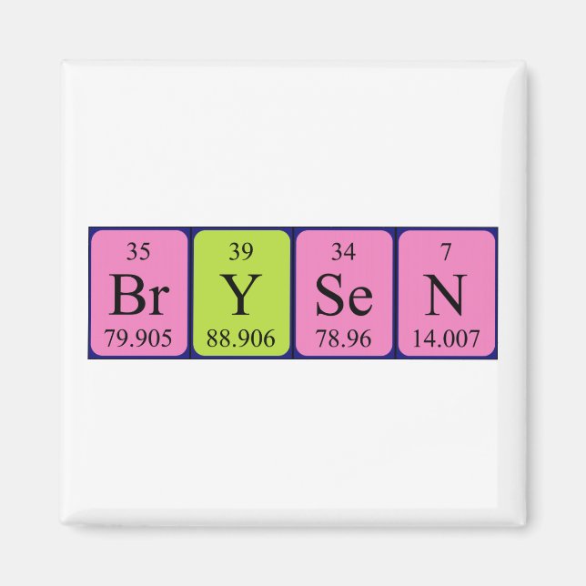 Imã Imagem do nome da mesa periódica do Brysen (Frente)